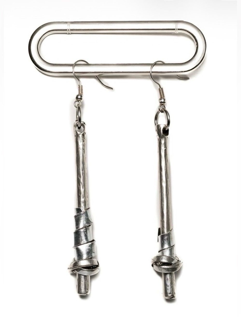 Silver Plated Metal Earrings With Edgy Vibe